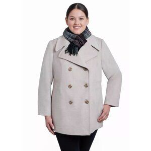 London Fog Scarf & Wool-Blend Peacoat SIZE XL